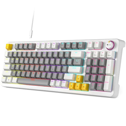 AK96 Mechanical Keyboard Smart Display & Knob, Top Mount 96% Wired Mechanical Keyboard USB-C, Hot Swappable, Software Support, Creamy Sounding, 96 Keys(Grey) - color: Gray