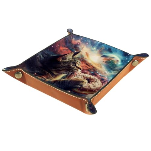 Galaxy Cat Donut Planet Dice Tray Dice Rolling Tray Folding Dice Holder for Dice Games, Like RPG, DND and Other Table Games - color: Multi 3