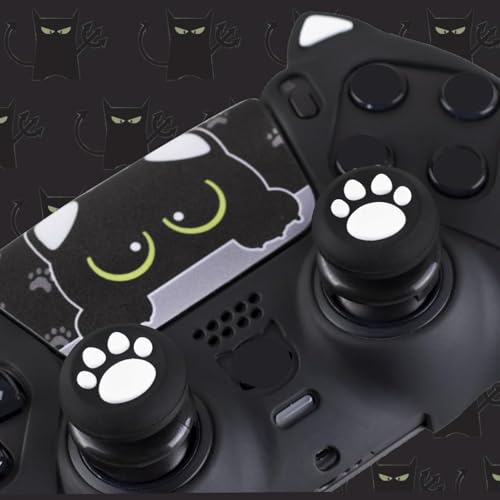 Silicone Skin Cover Sticker x 1 & Extender Grips x 2 for PS5 Controller Cats Black - color: 1