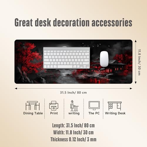 Extended Gaming Mouse Pad, Large Mouse Mat 3 mm Nature Rubber Base Mousepad with Stitched Edges, Non-Slip Desk Mat for Office Home Great Gift 31.5x11.8 Inch (Dark Canyon 5) - color: Dark Canyon 5