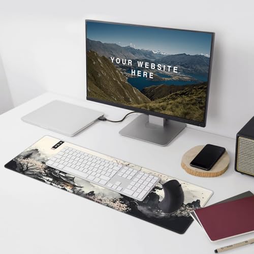 Japanese Mouse Pad, Large Japanese Desk Mat, XL Anime Gaming Keyboard Mat, Non-Slip Rubber Base, Big Extended Desk Protector for Home Office, 31.5”x11.8” - color: Cherry Blossom