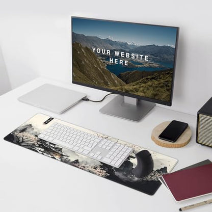 Japanese Mouse Pad, Large Japanese Desk Mat, XL Anime Gaming Keyboard Mat, Non-Slip Rubber Base, Big Extended Desk Protector for Home Office, 31.5”x11.8” - color: Cherry Blossom