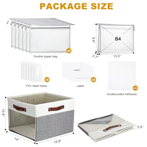 Large Board Game Storage Box with 6pcs Double-Layer B4 Zipper Bags, Board Game Organizer with Clear Window and DIY Label,Game Storage Containers for Office Supplies,Puzzles,Building Blocks,Craft