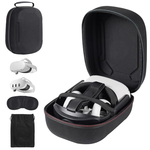 Hard Carrying Case Compatible with Meta Quest 3S/Quest 3/Oculus Quest 2/VP/Pico4,Compatible with VR Headsetible with Battery Elite Strap,Controllers and Other Accessories,Hard Shell Case-Black - color: Black