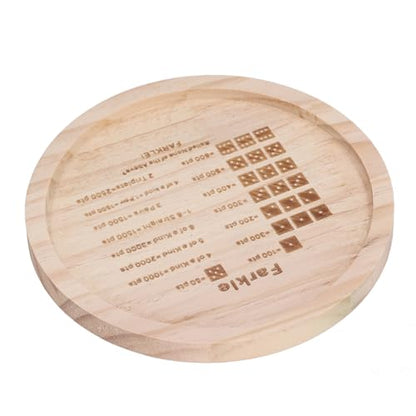 Farkle Dice Tray, Premium Wooden Dice Tray for Classic Family Game Night, Improve Math Skills with 6 & Storage Bag (Round 18cm) - color: Round 18cm