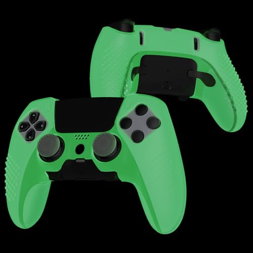 PlayVital Glow in Dark 3D Studded Edition Anti-Slip Silicone Cover Case for ps5 Edge Controller, Soft Rubber Protector Skin for ps5 Edge Wireless Controller with 6 Thumb Grip Caps - Green - color: Glow in Dark - Green