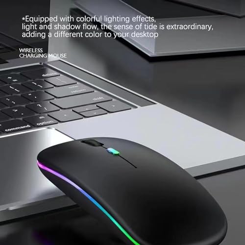 Guiheng Wireless Bluetooth Mouse,LED Dual Mode Rechargeable Silent Slim Laptop Mouse,Portable(BT5.2+USB Receiver) Dual Mode Computer Mice,for Laptop,Desktop Computer,ipad Tablet,Phone,TV (Black) - color: black