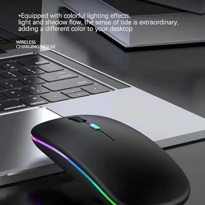 Guiheng Wireless Bluetooth Mouse,LED Dual Mode Rechargeable Silent Slim Laptop Mouse,Portable(BT5.2+USB Receiver) Dual Mode Computer Mice,for Laptop,Desktop Computer,ipad Tablet,Phone,TV (Black) - color: black
