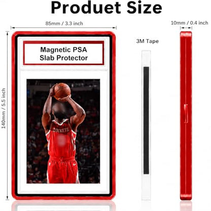 PSA Slab Case with 9-Point Secure Lock, Aluminum Alloy Graded Card Case, Magnetic UV Protection Slab Protector Fits 35PT PSA, CGC, CSG Cards, Professional Display Frame for Sports Cards (red) - color: red
