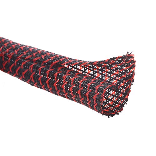 Alex Tech 10ft - 1 inch Cord Protector Wire Loom Tubing Cable Sleeve Split Sleeving For USB Cable Power Cord Audio Video Cable – Protect Cat From Chewing Cords - Blackred - color: Blackred, size: 1"-10ft