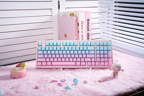 ZORNHER ZH980 Mechanical Keyboard,95% Pink & Blue Creamy Keyboard with Number Pad,Gaming Keyboard Full Size,Shine Through PBT Keycaps,Creamy Sounding Linear Switches - color: Pink & Blue Grandient, size: Creamy Switch
