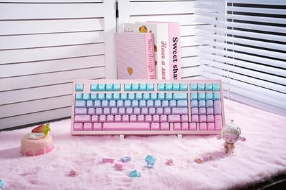 ZORNHER ZH980 Mechanical Keyboard,95% Pink & Blue Creamy Keyboard with Number Pad,Gaming Keyboard Full Size,Shine Through PBT Keycaps,Creamy Sounding Linear Switches - color: Pink & Blue Grandient, size: Creamy Switch