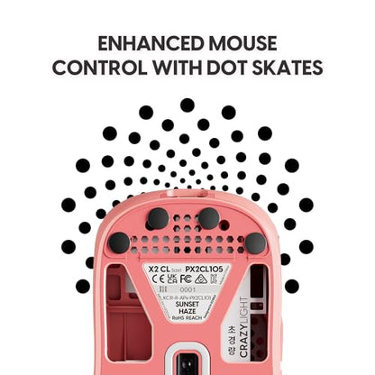 Pulsar Gaming Gears X2 Crazylight Wireless Gaming Mouse, Ultra Lightweight 1.23 oz (35g), Optical Switch, 32000 DPI, 750 IPS, XS-1 Sensor, 8k Compatible (Sunset Haze) - color: Sunset Haze, size: Mini, style: X2 CrazyLight