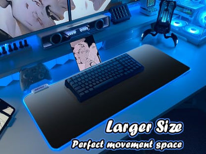 JMIYAV White RGB Gaming Mouse Pad 31.5x12 Inch PC XL Large Extended Glowing Led Light Up Desk Pad Non-Slip Rubber Base Computer Cute Mousepad Mat Desk Accessories Gaming Setup 83-HB - color: Black-to-white gradient