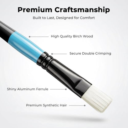Nicpro 30pcs Paint Brush Set for Acrylic Painting, Oil, Watercolor, Gouache | 10 Shapes No Shedding Firm Synthetic Bristles with Palette Knife & Canvas Roll, Professional Painting Supplies for Artists - color: Black-blue