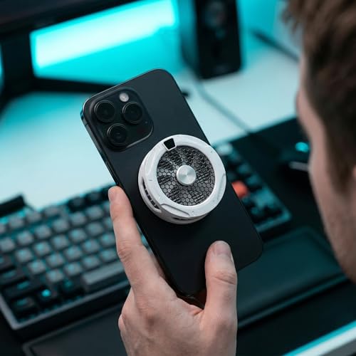 External Cooling Fans for ipad/Surface pro, Compatible for Steam Deck,Universal Radiator with Temperature Display for Mobile Gaming,Tiktok Live Streaming-White