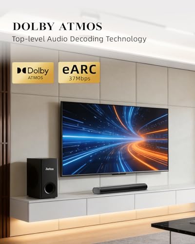 2.1 Dolby Atmos Soundbar with Subwoofer for Smart TV, Dolby Atmos Sound Bar for TV, Surround Sound System for TV, 150W TV Speakers for Smart TV, Bluetooth eARC/Opt/AUX