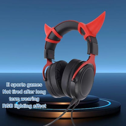 Asixxsix Wired Gaming Headset, Noise Cancelling Over Ear Headphones with Mic, RGB Luminous and 7.22ft Cable, Comfortable Wear Wired Headphones for Home Office (Black Red) - color: Black Red