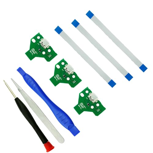 CTHTBZ 3PCS JDS-011 Assembly Replacement Charging Port for PS4, Charger Socket Board Connector Module for PlayStation PS4 Controller,Screwdriver, Flex Cable (JDS-011) - color: JDS-011