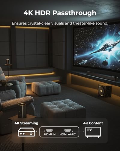 ULTIMEA 7.1.4ch Professional Surround Sound System w/Dolby Atmos, 980W Wireless Sound Bar for Smart TV with 10" Wireless Subwoofer, 20Hz Low Frequency, GaN Amplifier, 4K HDR Pass-Through, Skywave X70
