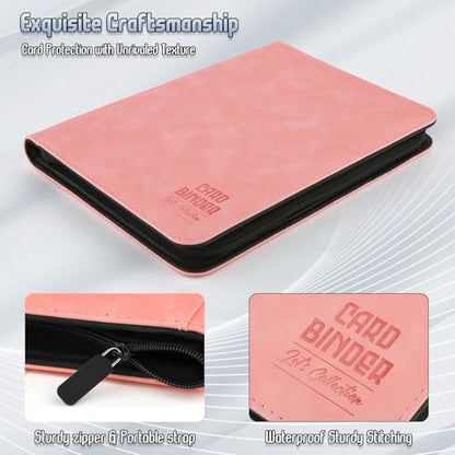 Trading Card Binder, Premium 9 Pocket Double Sided 540 Pocket PU Card Collection Binder, Collectible Trading Card Albums for MTG, TCG, Sport Card, Game Cards (Pink) - color: Pink