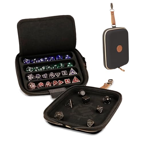 ENHANCE Designer Edition Dice Tray - Stylish Dice Case and Dice Holder for 28+ Dice with EVA Shell Protection - Dice Rolling Tray with Removable Dice Holder for DnD, Other RPG Games (Black) - color: Black
