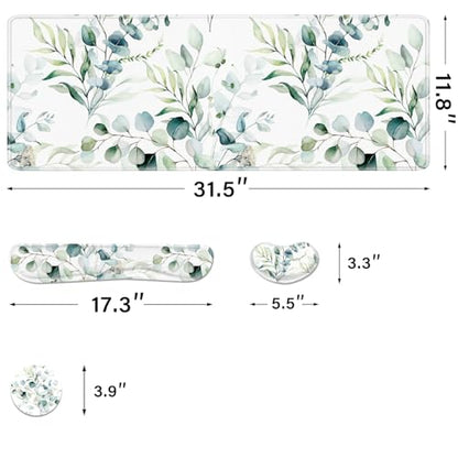 Desk Pad and Keyboard Wrist Rest, Large Mouse Pad + Keyboard Pad+Mouse Wrist Support, Non-Slip Desk Mat Protector for Office, Home 31.5×11.8 Inches Cute Flowers - color: Cute Flowers