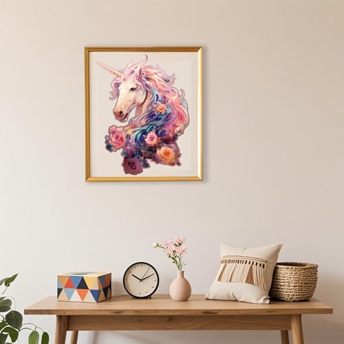 Wooden Jigsaw Puzzles for Adults, Unicorn Jigsaw Puzzles 165 Pieces, Unique Animal Shaped Wooden Puzzles for Adults and Kids, Family Game 11.1x9.58 Inch