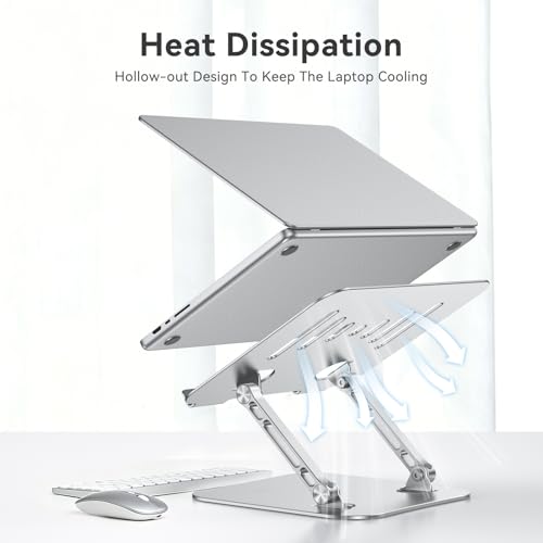 K&ZZ Laptop Stand for Desk, Adjustable Laptop Holder with Ventilated Cooling, Portable Desktop Book Stands Riser Compatible with 17.3 inch laptops - color: 03-Silver