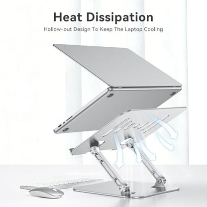 K&ZZ Laptop Stand for Desk, Adjustable Laptop Holder with Ventilated Cooling, Portable Desktop Book Stands Riser Compatible with 17.3 inch laptops - color: 03-Silver