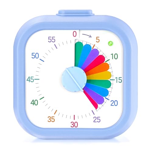 Mwellewm Visual Timer for Kids, 60 Minute Time Digital Pomodoro Timer Countdown with Silent Pause Function for Classroom Kitchen Study Cooking Meetings ADHD Rainbow Pattern(Blue) - color: Blue, size: Square