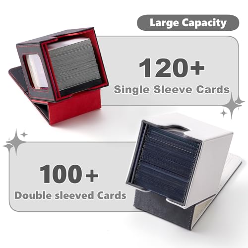 Dragon Themed MTG Deck Box with Commander Display (Black and Red) | Holds 120 Single/100 Double-Sleeved Cards, Fit MTG/PTCG/OPTCG Cards, Strong Magnet, PU Leather, With 2 Dividers & 1 Toploader - color: Dragon