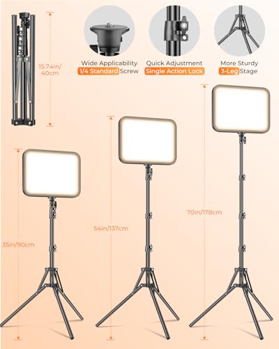 Torjim 11 Inch Video Light Kit for Creators-24W High Brightness Studio Lights with Tripod Stand & Phone Holder & Remote, Adjustable Photography Lighting for Clearer YouTube Streaming Home Studio - size: 11 inch