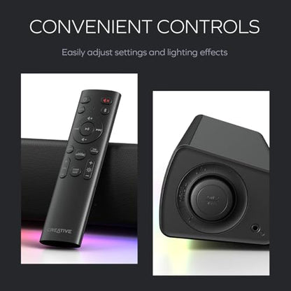 Creative Sound Blaster GS5 RGB Gaming Soundbar with SuperWide Technology, Powered via Adapter, Up to 60W Peak Power, Bluetooth 5.4, Optical-in, Headphone Output Port, for PC and TV
