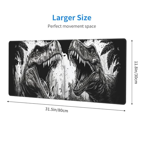 Dinosaur Mouse Pad XL Large Mousepad Non Slip Rubber Base Desk Mat for Laptop Computer Gaming 31.5" X 12" - color: Dinosaur