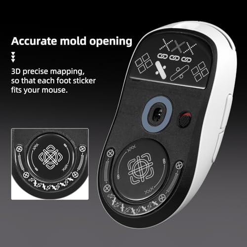 immoenuc Tempered Glass Mouse Skates for Logitech G PRO X Superlight 2C Gaming Mouse, 2.5D Polished Edge Smooth Durable Mouse Feet Replacement (Printing Pattern) - color: Printing Pattern