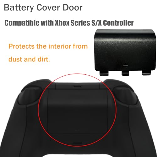 4 Pack Battery Back Cover for Xbox Series X Controller, Battery Cover Door Compatible with Xbox Series S Controller, Battery Back Shell Repair Part for Xbox Series X/Series S Controller (Black) - color: Black