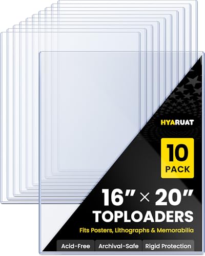 16x20 Toploader Poster Sleeves, 10 Pack Plastic Poster Sleeves 47PT | 15 Mil Rigid PVC Plastic Poster Protectors for Art Prints, Photos, Documents, Display & Storage, Blue Tint & Protective Film