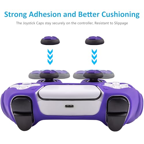 Ergonomic Soft Grip Skin for PS5, Anti-Slip Silicone Controller Cover with 6 Thumb Grips Accessories Set (Galactic Purple) - color: Purple