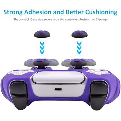Ergonomic Soft Grip Skin for PS5, Anti-Slip Silicone Controller Cover with 6 Thumb Grips Accessories Set (Galactic Purple) - color: Purple