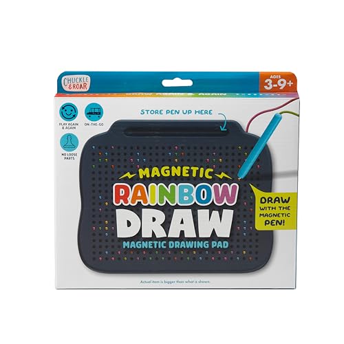 Chuckle & Roar Magnetic Drawing Board for Kids, Rainbow Drawing Pad Ages 6+ | Magnetic Board for Kids, Mess Free Coloring, Magnetic Drawing Pad, Rainbow Dot Art, Car Ride Toys, Restaurant Toys