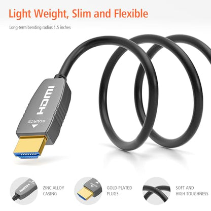 8K Fiber Optic HDMI 2.1b Cable, 48Gbps, 8K60, 4K120, HDR, eARC, 33FT | Fiber Optic Transmission Reduces EMI and Signal Loss vs Copper Cables for Stable 4K@120Hz Gaming and Long-Distance 8K Video - color: B-8K Fiber Gen3/C, size: 33FT