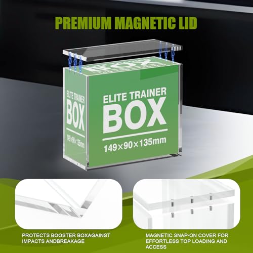 Elite Trainer Box Acrylic Display Case, Magnetic Lid Design, 5mm Thick Stackable Protector for PKMN ETB & Booster Box Collection（3 Pack） - size: Elite Trainer Box Case