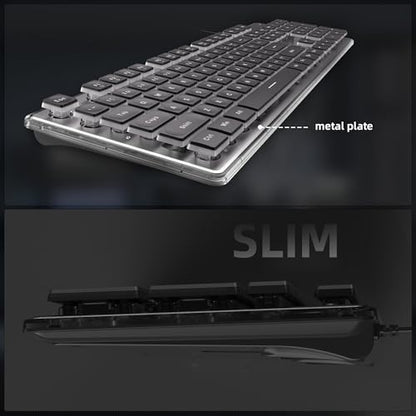 Camiysn Gaming Creamy Keyboard and Mouse, Black 104 Keys RGB and 6 Speed RGB Mouse Combo, Pudding Keycaps Silent Computer Keyboard for Computer/PC/Laptop/Mac/Windows/Office - color: Black