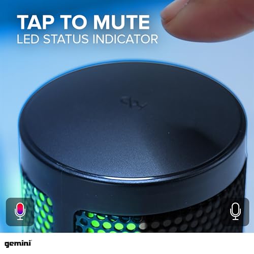 Gemini Sound GSM100USB PC Computer USB Condenser Microphone with RGB LED Lights Headphone Jack Volume and Background Noise Reduction Controls for Live Streaming Podcasting Chat Gaming Twitch Zoom