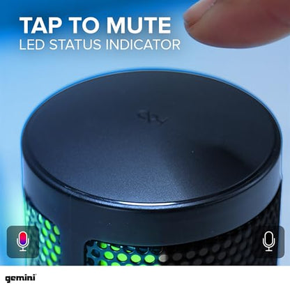 Gemini Sound GSM100USB PC Computer USB Condenser Microphone with RGB LED Lights Headphone Jack Volume and Background Noise Reduction Controls for Live Streaming Podcasting Chat Gaming Twitch Zoom