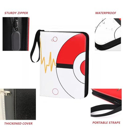 Trading Card Binder 4 Pocket, 400 Card Holder with 50 Removable Sleeves, Zipper Card Album - color: trading card binder