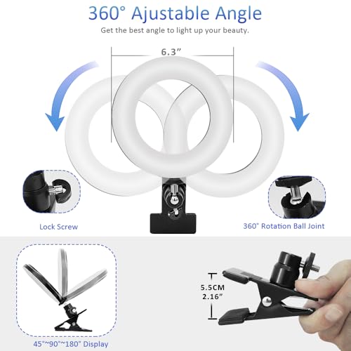 Video Conference Lighting Kit， Ring Light for Computer | Clip on Light Reading Lights, 360 ° Flexible Gooseneck Bed Night Light ， Laptop Video Conferencing - size: 6 Inch