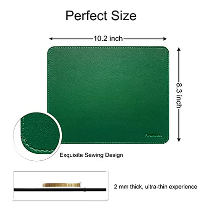 Leather Double Side Mouse Pad With Stitched Edge - Waterproof Ultra Thin for Computers, Laptop, Office & Home, 10.2 x 8.3 Inch, 1 Pack (Dark Green) - color: Dark Green