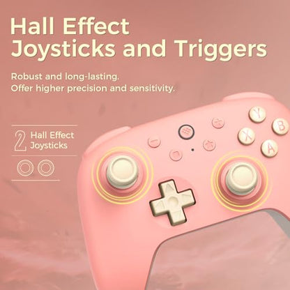 AKNES 8Bitdo Ultimate 2C Wireless 2.4G Controller for Windows PC and Android, Gamepad with Hall Effect Joysticks and Hall Triggers, 1000Hz Polling Rate, Remappable L4/R4 Bumpers - Peach | Gamepad with Hall Effect Joysticks and Hall Triggers, 1000Hz Pollin